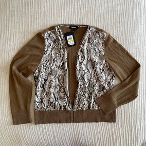 NWT DKNY Zip Snake Print Top (sz M)